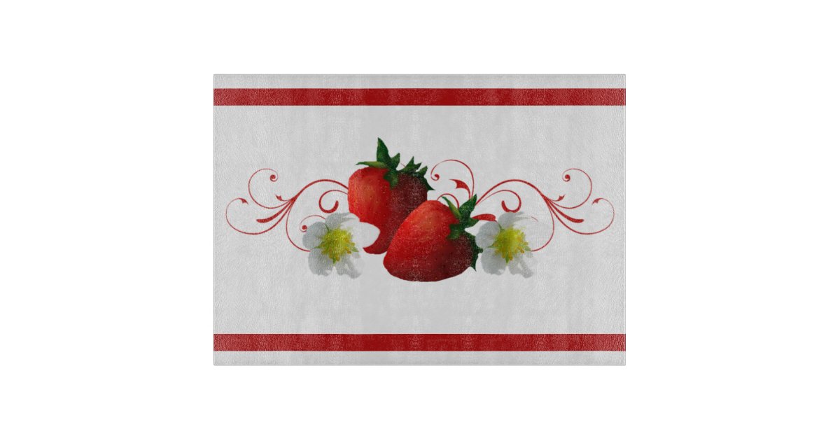 Strawberry Glass Cutting Board Dishwasher Safe Made in USA