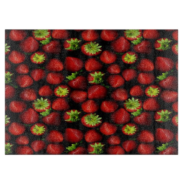 Strawberries/Decorative Glass Cutting Board (Front)