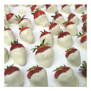 Strawberries dipped in white chocolate photo print