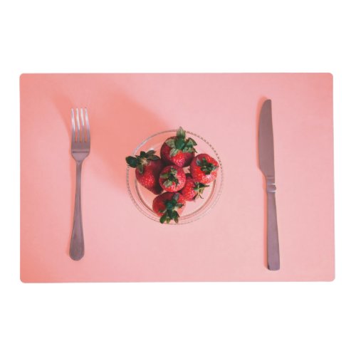 Strawberries Dish Laminated Placemat