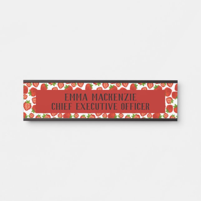 Strawberries Elegant Office Name Plate Door Sign (Front)