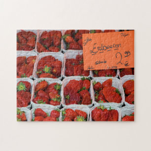 Strawberries - Erdbeeren - German Market - 11x14 Jigsaw Puzzle