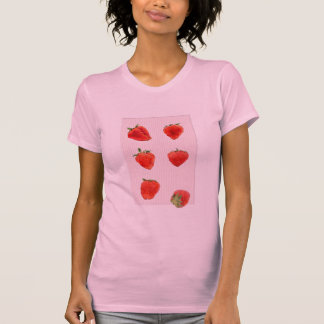 Strawberries Falling pink stripes Ladies T-shirt
