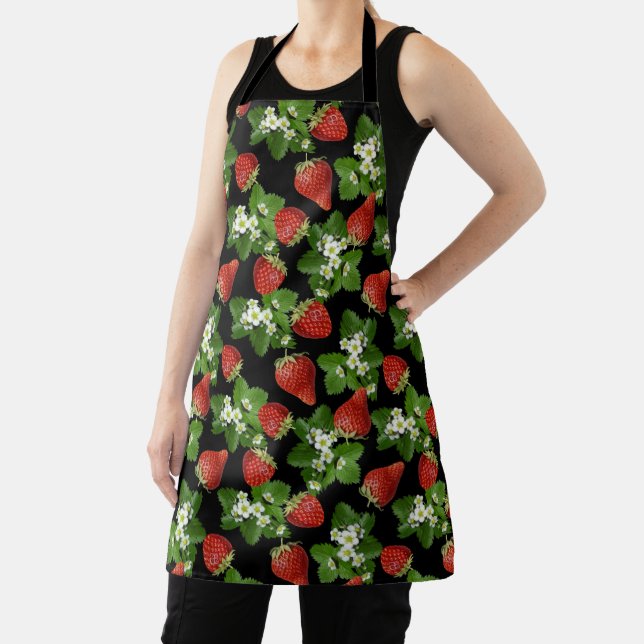 Strawberries Farm Fresh Black Apron (Insitu)