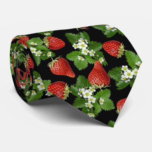 Strawberries Farm Fresh Black Neck Tie