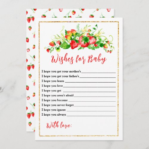Strawberries Foliage Baby Shower Wishes For Baby Invitation