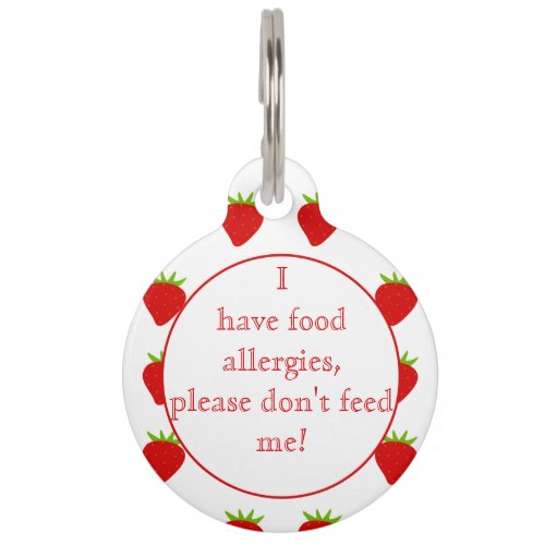 Strawberries Food Allergies Medical Alert Pet Name Tag