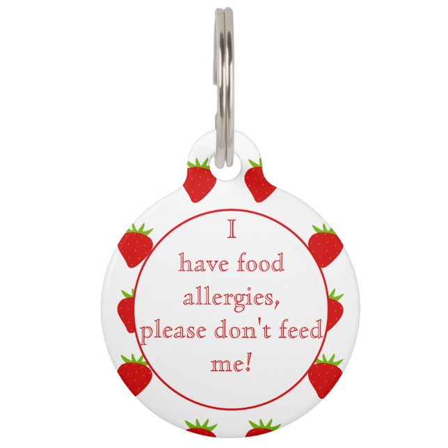 Strawberries Food Allergies Medical Alert Pet Name Tag (Front)
