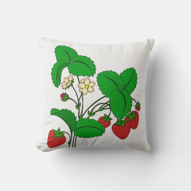 Strawberries for Breakfast Throw Pillow (Front)