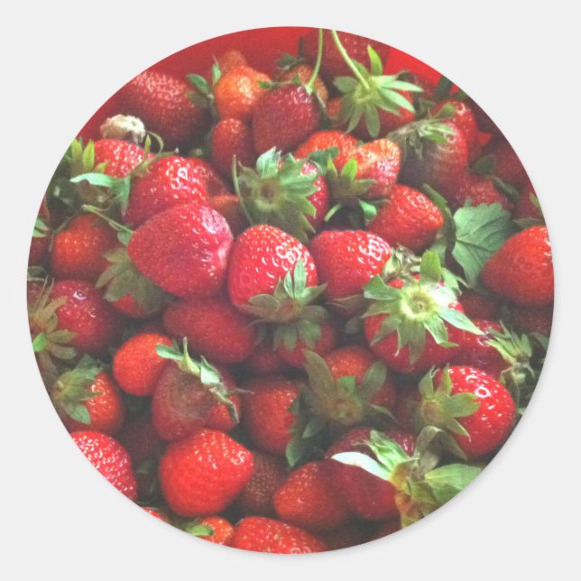 Strawberries | fresh picked red berries   classic round sticker (Front)