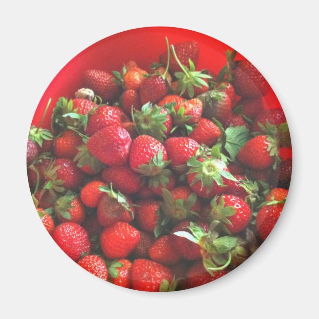 Strawberries fresh picked red berries  magnet (Front)