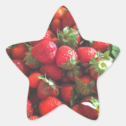 Strawberries  fresh picked red berries   star sticker