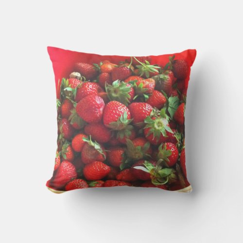 Strawberries  fresh picked red berries throw pillow