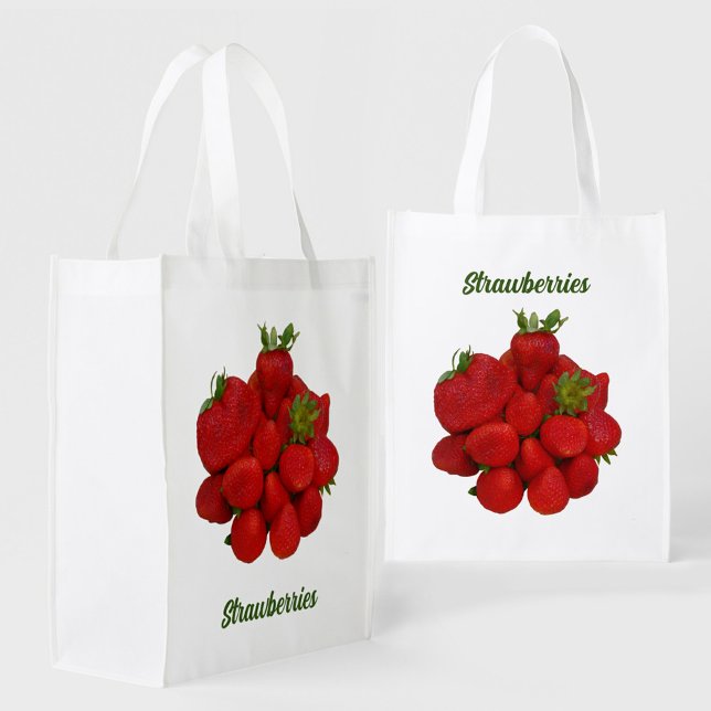 Strawberries Fresh Red Ripe Photographic Grocery Bag (Creator Uploaded)