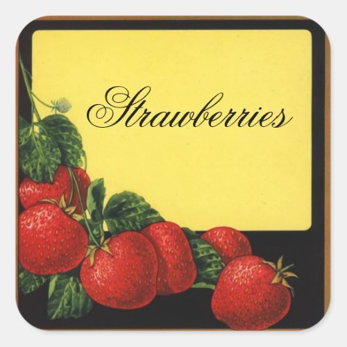 STRAWBERRIES Fruit PreserveCanning Square Sticker