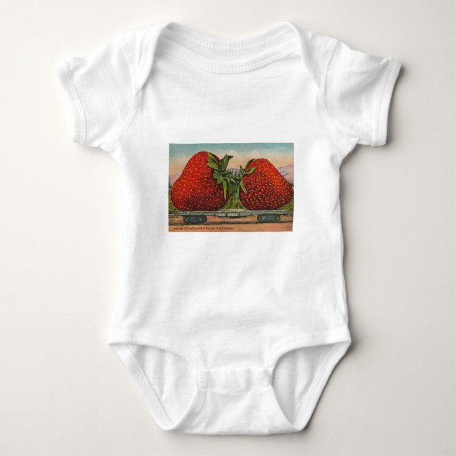 Strawberries Giant Antique Fruit Fun Baby Bodysuit (Front)