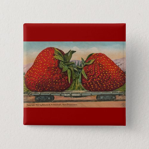 Strawberries Giant Antique Fruit Fun Button