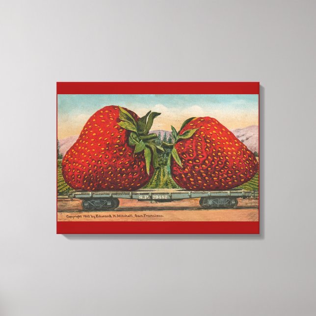 Strawberries Giant Antique Fruit Fun Canvas Print (Front)