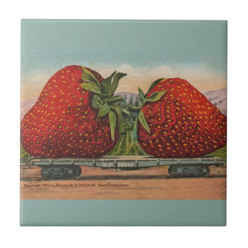 Strawberries Giant Antique Fruit Fun Ceramic Tile