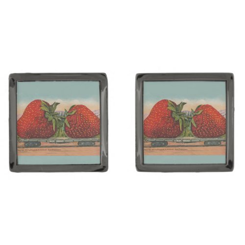 Strawberries Giant Antique Fruit Fun Cufflinks