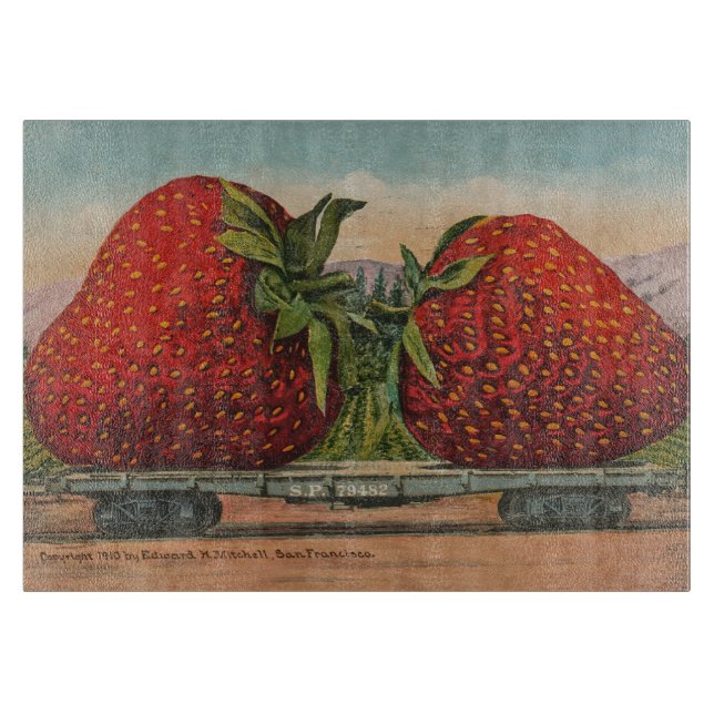 Strawberries Giant Antique Fruit Fun Cutting Board (Front)