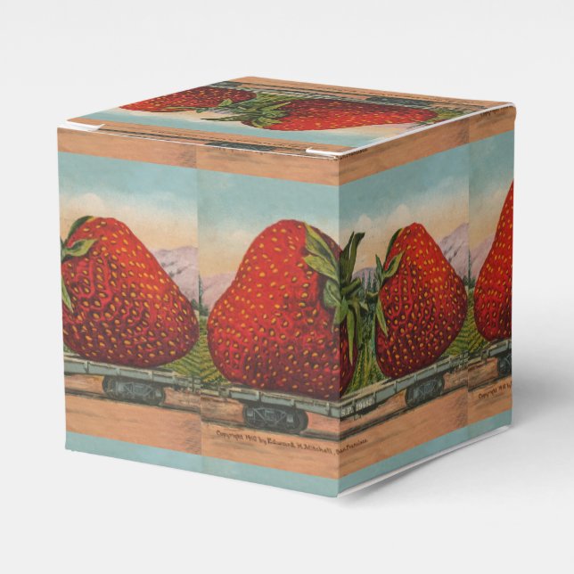 Strawberries Giant Antique Fruit Fun Favor Boxes (Front Side)