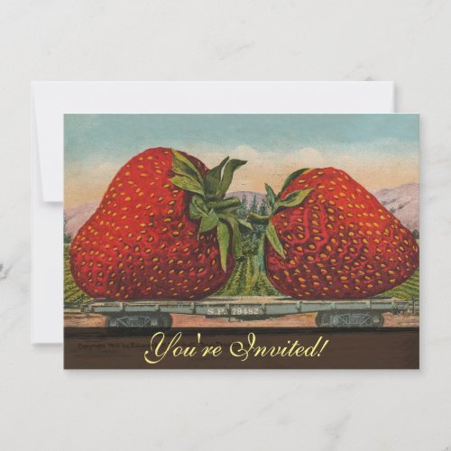 Strawberries Giant Antique Fruit Fun Invitation