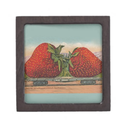 Strawberries Giant Antique Fruit Fun Jewelry Box