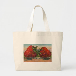 Strawberries Giant Antique Fruit Fun Large Tote Bag