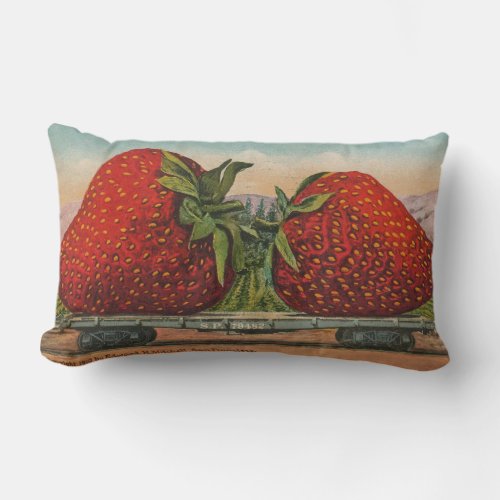 Strawberries Giant Antique Fruit Fun Lumbar Pillow