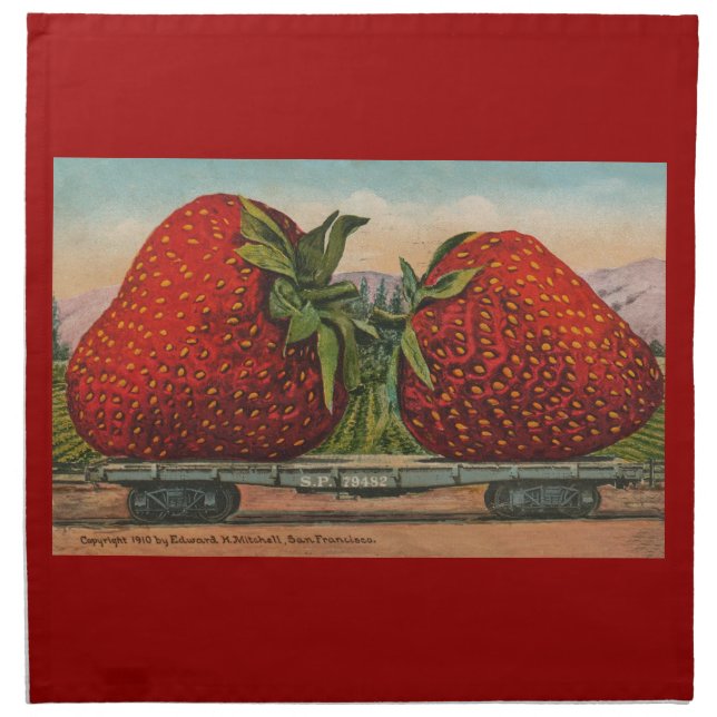 Strawberries Giant Antique Fruit Fun Napkin (Front)