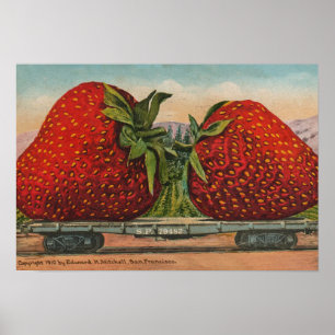 Strawberries Giant Antique Fruit Fun Poster