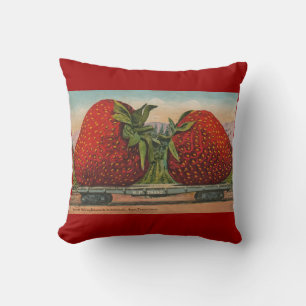Strawberries Giant Antique Fruit Fun Throw Pillow