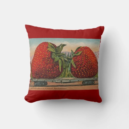 Strawberries Giant Antique Fruit Fun Throw Pillow