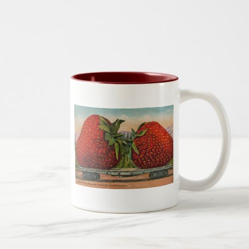 Strawberries Giant Antique Fruit Fun Two_Tone Coffee Mug