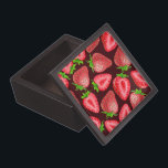 Strawberries Gift Box<br><div class="desc">Strawberries and slices are painted with watercolors and the pattern is made in Illustrator.</div>