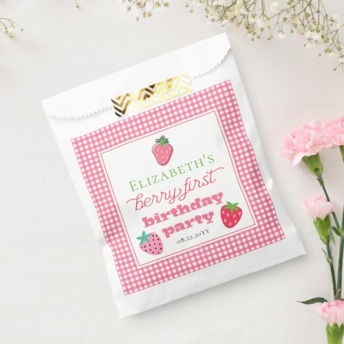 Strawberries Girls Berry First Birthday Party  Favor Bag