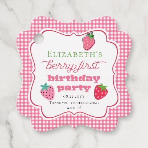 Strawberries Girls Berry First Birthday Party Favor Tags