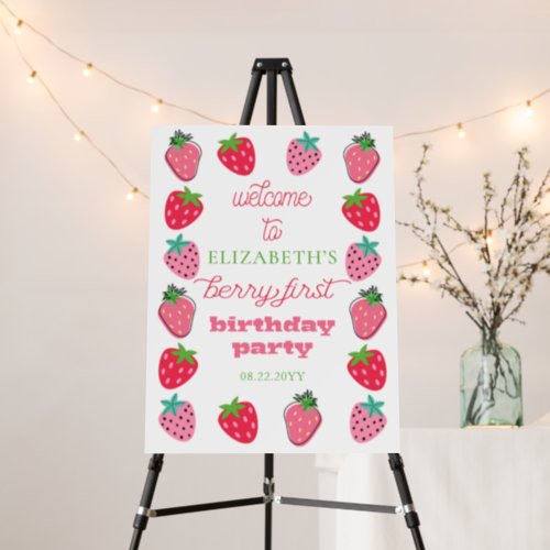 Strawberries Girls Berry First Birthday Party Foam Board