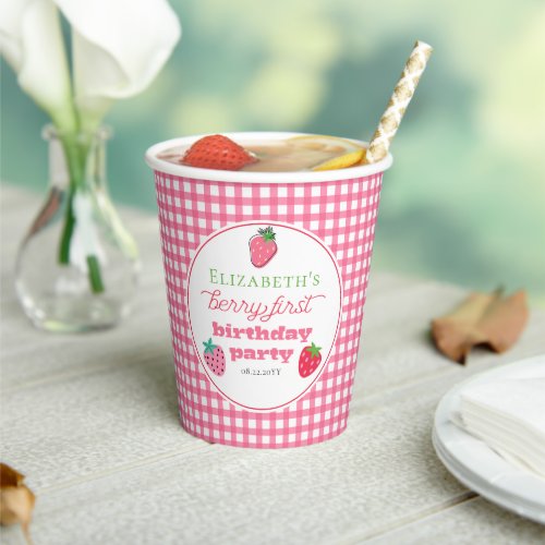 Strawberries Girls Berry First Birthday Party Paper Cups