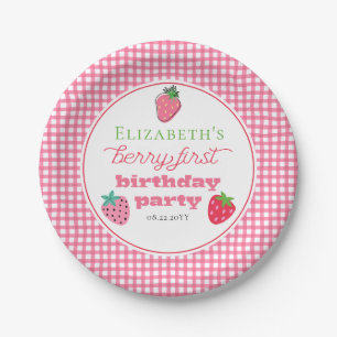 Strawberries Girl's Berry First Birthday Party Paper Plates