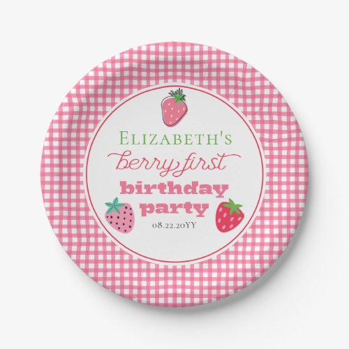 Strawberries Girls Berry First Birthday Party Paper Plates