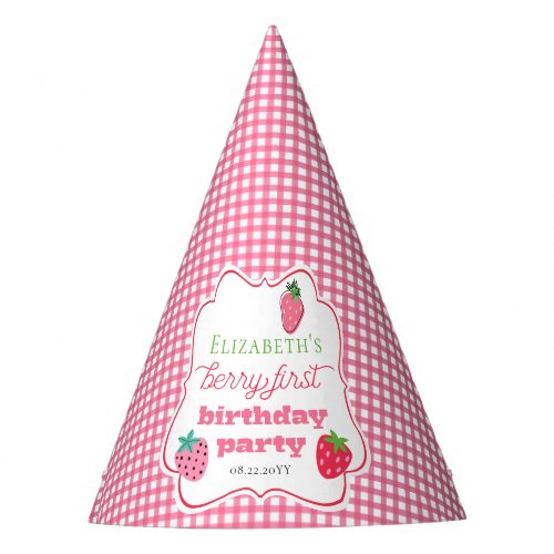 Strawberries Girls Berry First Birthday Party  Party Hat