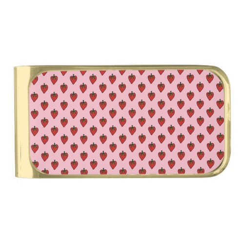 Strawberries  gold finish money clip