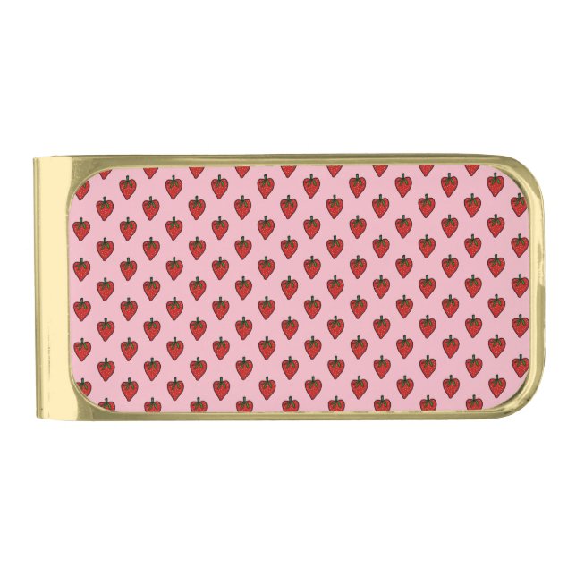 Strawberries  gold finish money clip (Front)