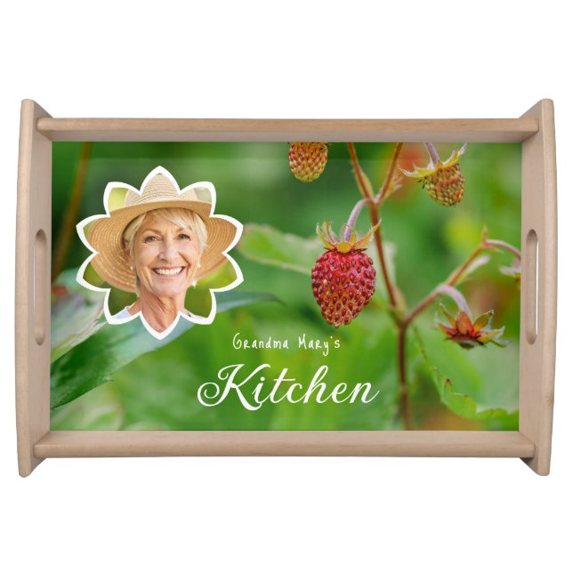 Strawberries Grandma's Own Photo Custom Kitchen Serving Tray (Front)