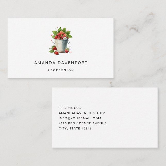 Strawberries in a Bucket Business Card (Front/Back)