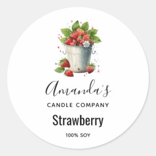 Strawberries in a Bucket Candle Business Classic Round Sticker