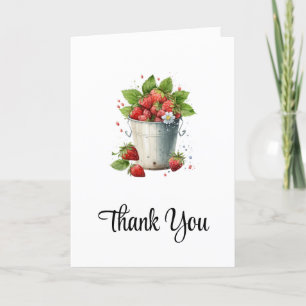 Strawberries in a Bucket Letterpress Thank You Card