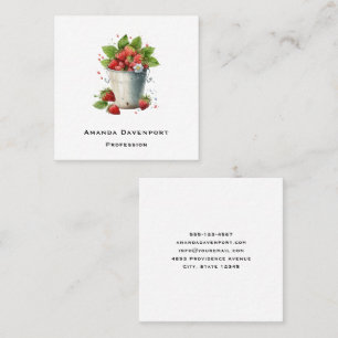 Strawberries in a Bucket Square Business Card
